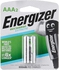 Energizer بطاريات قابلة لإعادة الشحن من إنرجايزر AAA عبوة من 2 إلى 800 مللي أمبير في الساعة