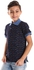 Bongo Chevron Pattern Short Sleeves Boys Polo Shirt - Navy Blue