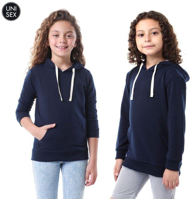 Kady Kids Hooded Neck Solid Sweatshirt - Navy Blue