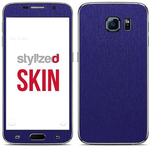 Stylizedd Premium Vinyl Skin Decal Body Wrap For Samsung Galaxy S6 - Brushed Steel Blue