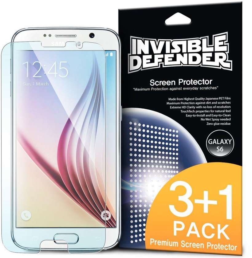 Rearth Pack of 4 HD Clarity Invisible Defender Screen Guard for Samsung Galaxy S6