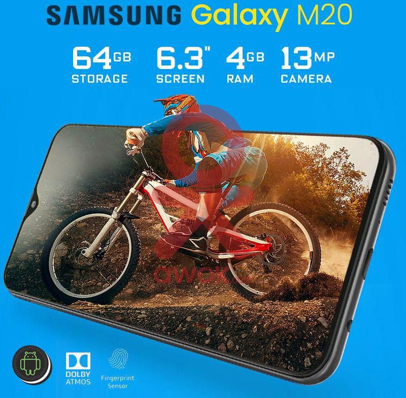 Samsung Galaxy M20, M205, 64GB+4GB RAM, 4G Dual Sim, Black