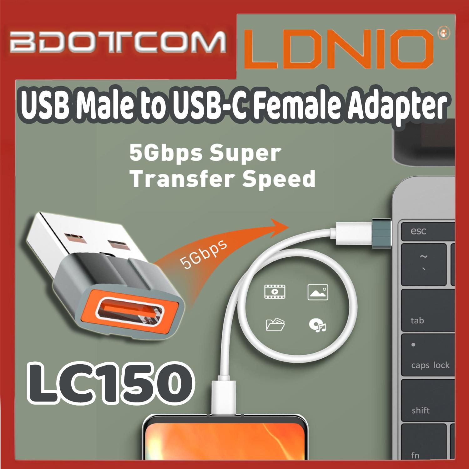 LDNIO LC150 USB Male to USB-C Female Adapter for Samsung / Huawei / Xiaomi