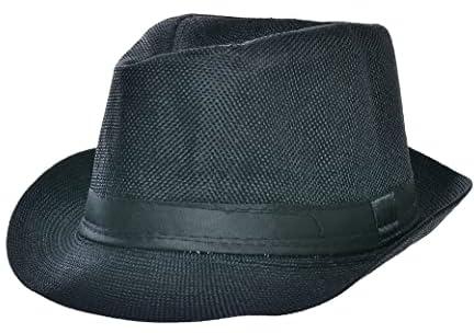 Classic Fedora Hat With Flat Top And Strip For Unisex - Black