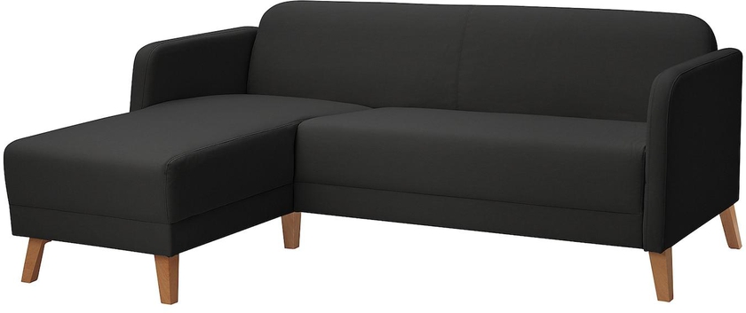 LINANÄS 3-seat sofa - with chaise longue/Vissle dark grey