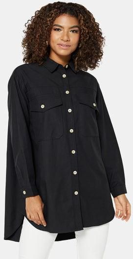 Oversized Button Down Shirt Black
