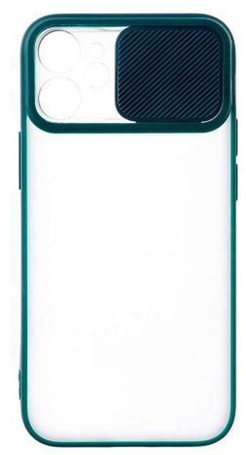 StraTG Clear And Dark Green Case With Sliding Camera Protector For IPhone 12 Mini - Stylish And Protective Smartphone Case