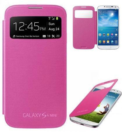 S-View Flip Cover Housing Battery Cover for Samsung Galaxy S4 mini I9190 I9192 - Hot Pink