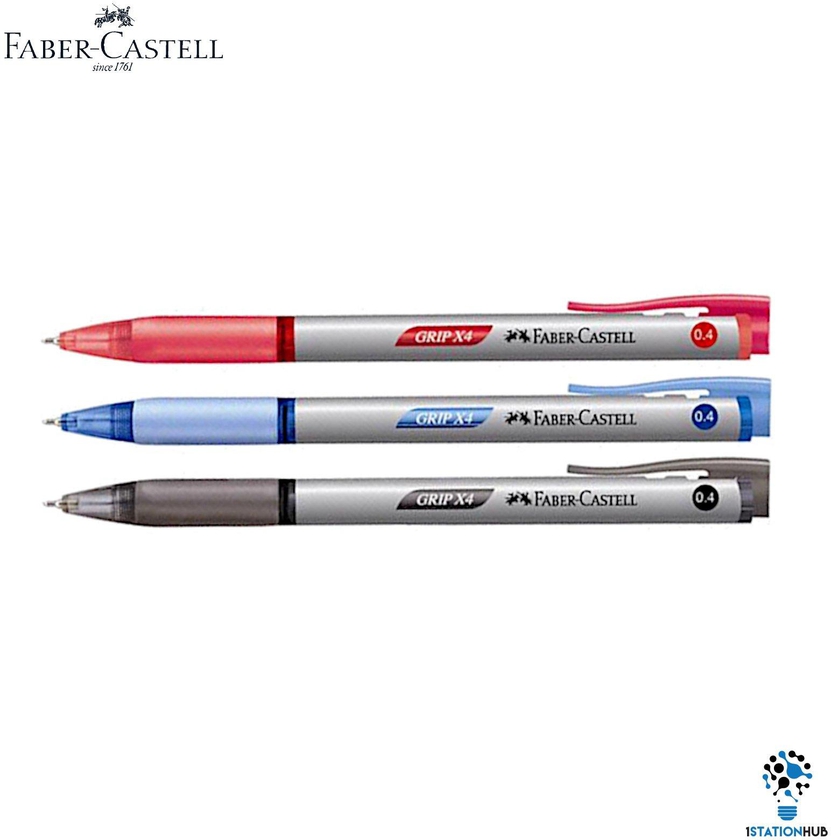 Faber Castell Grip X4 Retractable Ball Point Pen 0.4mm (3 Colors)