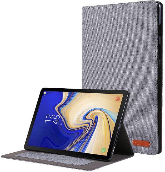 For Galaxy Tab S5e T720 / T725 Cloth Teature Horizontal Flip PU Leather Case With With Holder & Card Slots-Gray