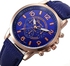 Geneva Geneva Women Faux Leather Analog Quartz Wrist Watch-Dark Blue