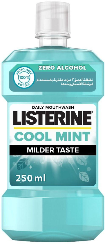 Listerine, Mouthwash, Cool Mint, Milder Taste - 250 Ml