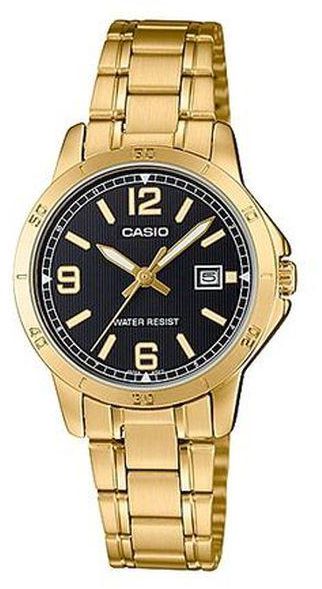 Casio LTP-V004G-1B Women's Gold Tone Stainless Steel Black Dial Watch