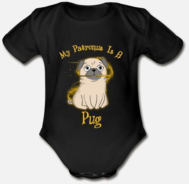 My Patronus Is A Pug Organic Short Sleeve Baby Bodysuit
