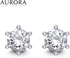 Auroses Six Prong Solitaire Stud Earrrings 925 Sterling Silver 18K White Gold Plated