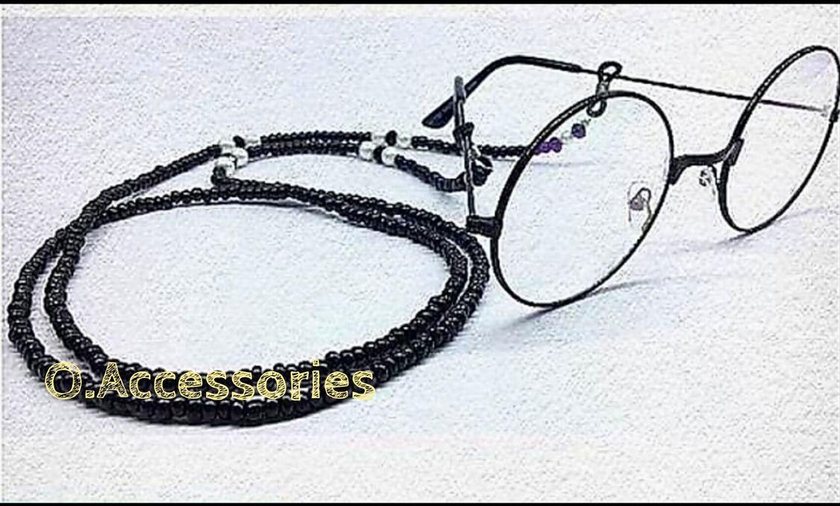 O Accessories Glasses Chains _silver Metal_ Black Beads