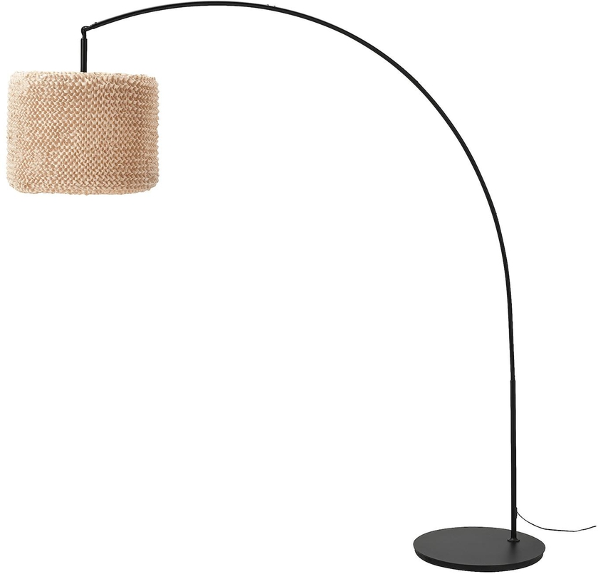 LERGRYN / SKAFTET Floor lamp base, arched - beige/black
