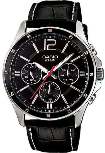 Get Casio MTP-1374L-1AVDF Analog Watch for Men, Leather Band - Black with best offers | Raneen.com