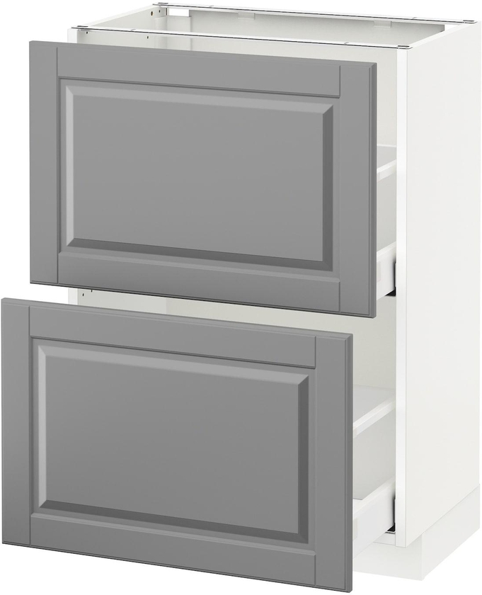 METOD / MAXIMERA Base cabinet with 2 drawers - white/Bodbyn grey 60x37 cm
