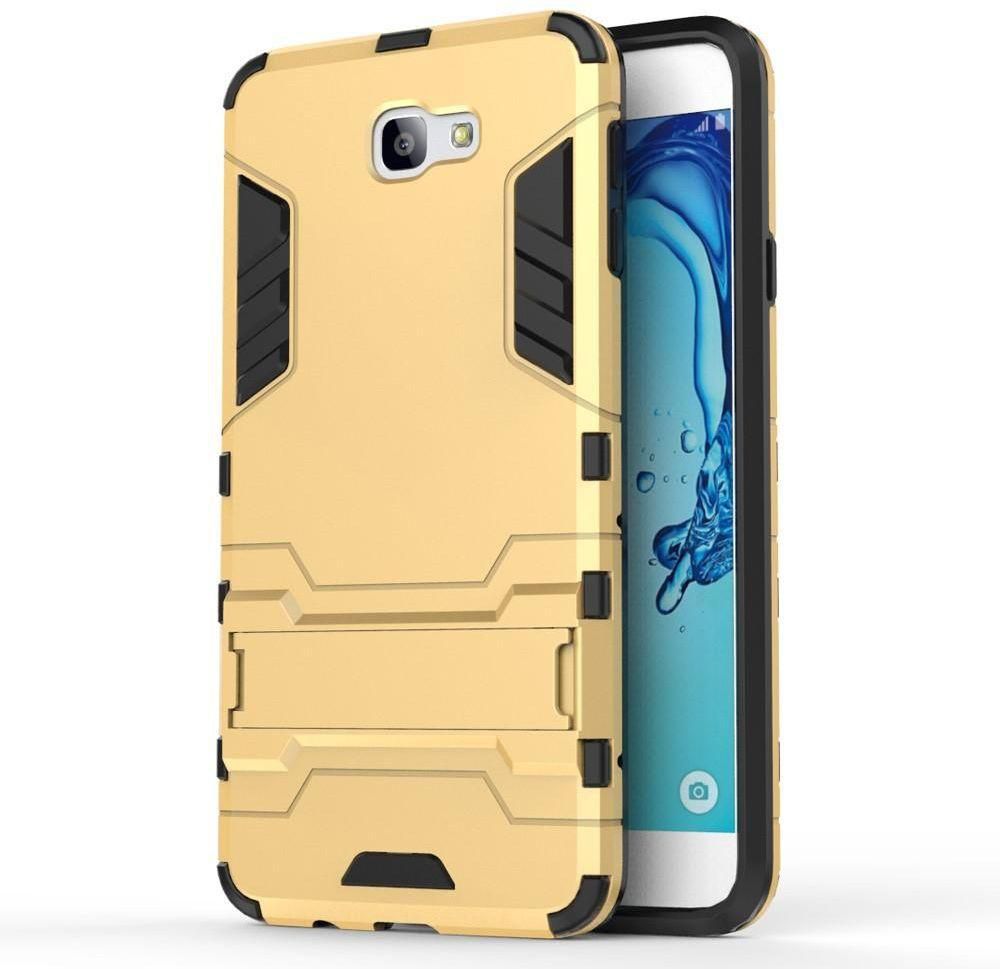 For Samsung Galaxy J7 Prime / On7 (2016) - PC and TPU Hybrid Cover with Kickstand -Gold