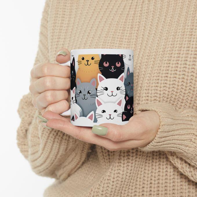 Cat Printed Mug مج مطبوع لمحبي القطط , مج سيراميك