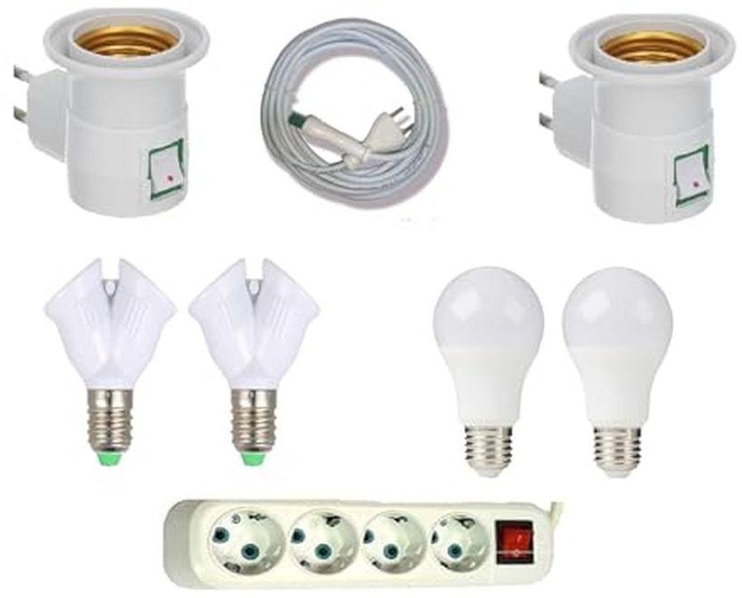Electrical Kit (electrical Strip, 4 Turkish Eyes, Copper Wire, 10 Meter Power Connector, 2 White Bulbs 12 Watts, 2 Screw Plugs With A Switch To Turn On The Bulbs, 2 Bulb Adapters For An Electric Lamp)