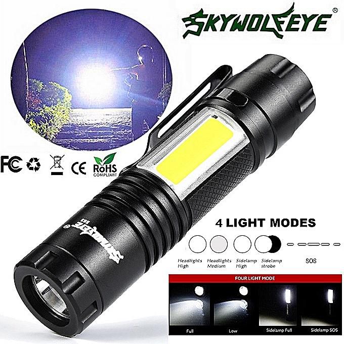 COB LED Flashlight 14500/AA 4Modes Pocket Clip Torch Light Mini XPE 