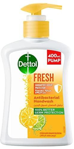 Dettol Fresh Liquid Hand Wash Soap Pump for Effective Germ Protection & Personal Hygiene, Protects Against 100 Illness Causing Germs, Citrus & Orange Blossom, 400ml