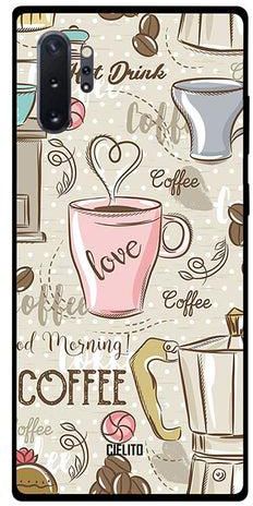 غطاء حماية واقٍ لهاتف سامسونج نوت 10 برو تصميم يعبر عن حب القهوة مطبوع عليه كلمتي "Coffee" و"Love"