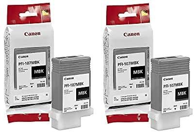 Canon PFI-107MBK Ink Cartridge Matte Black - 2 Packs in Retail Packing