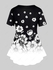 Plus Size Monochrome Floral Print Colorblock T-shirt - 5x | Us 30-32