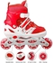Power Superb حذاء باتيناج قابل للتعديل عجل صف واحد فلاش LED، أحمر/أبيض
