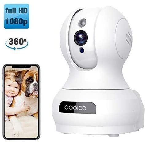 CONICO Wireless Camera, 1080P HD, WiFi Pet Camera/Baby Monitor/Elder/Nanny security, Pan/Tilt/Zoom IP Camera with Night Vision, Motion Detection, 2-Way Audio, Cloud Service Webcam, White color