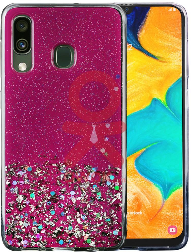Younico Fashionable Glitter Design Protective Flexible TPU Case For Samsung Galaxy A20, Pink
