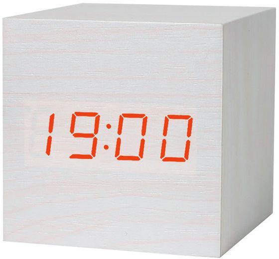 Fashion Wooden LED Electronic Digital Desk Alarm Clock Voice With USB Port Red