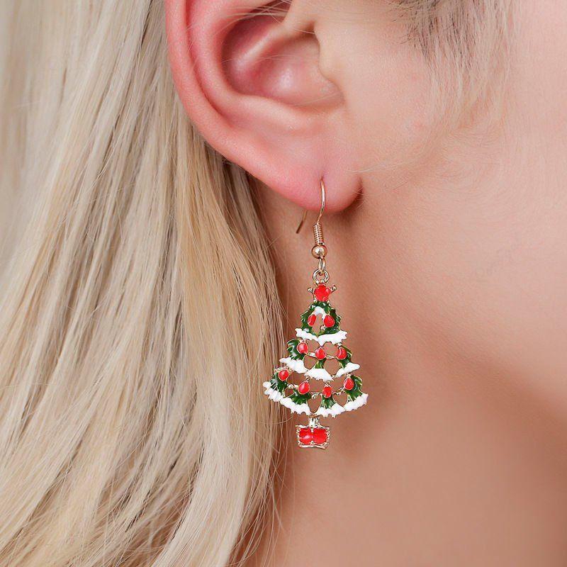 Christmas Tree Cutout Drop Earrings