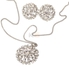 Imitation Platinum Alloy Flower-Shape Pearl Jewelry Set with Necklace/Earrings