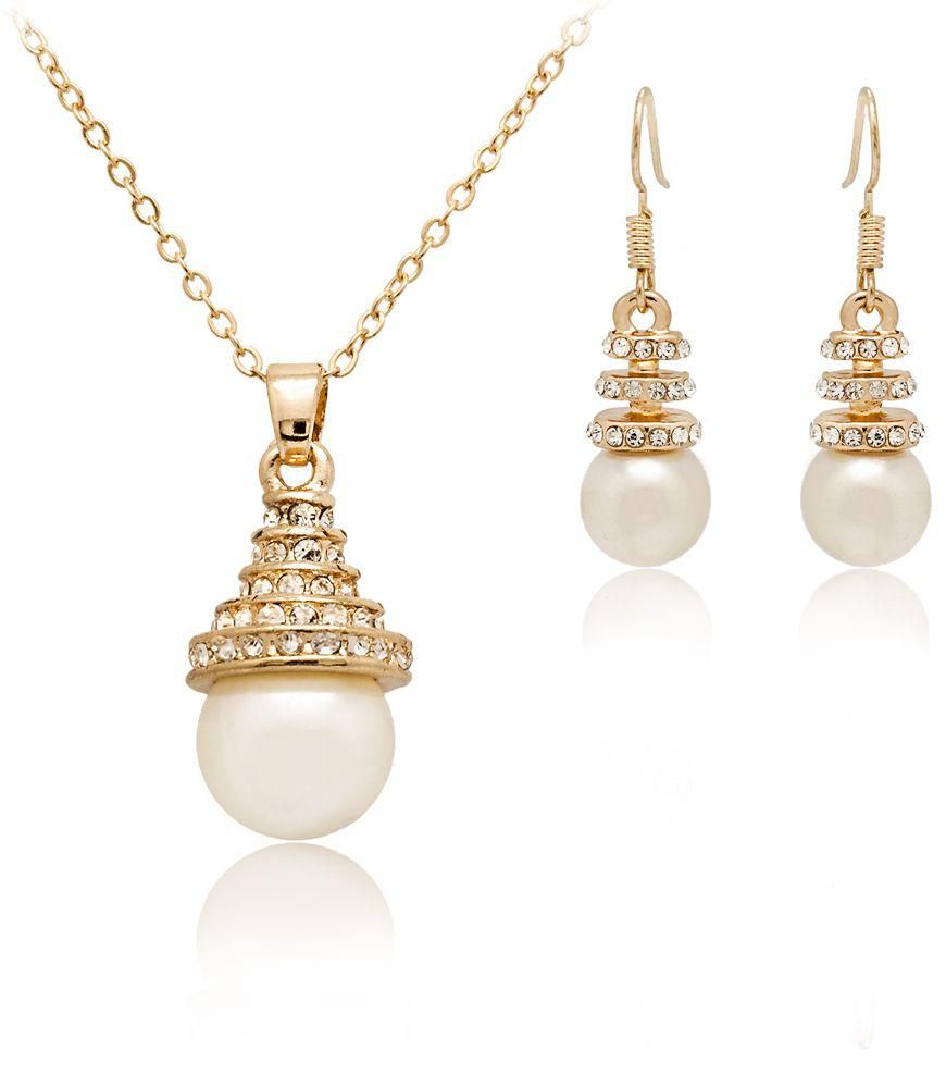 Mysmar Yellow Gold Plated Pearl Jewelry Set [MM401]