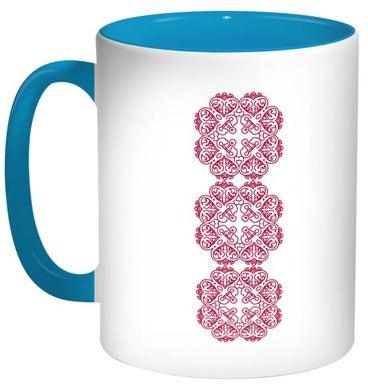 Vertical Decorative Drawing Printed Coffee Mug Blue/White/Red