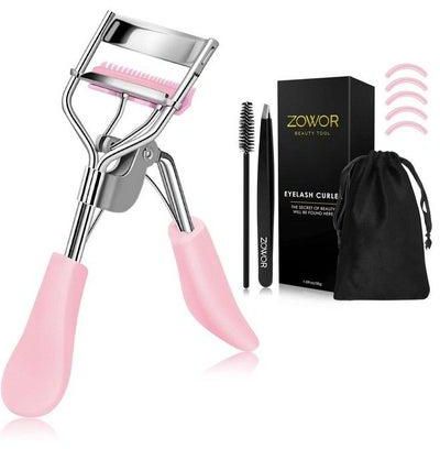 Eyelash Curler With Comb Fit All Eye Shape Curved Eyelash Curlersnatural And Long Lasting Lash Curler For Women Make Up Gift(Pink)