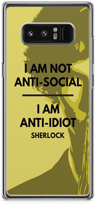 Thermoplastic Polyurethane Wrap Around Case Cover For Samsung Note8 I Am Not Anti-Social-Sherlock