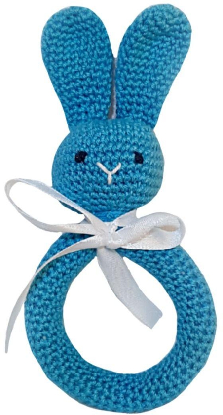 Pikkaboo - Handmade Crocheted Bunny Teether- Blue- Babystore.ae