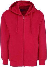 Kids Boys Girls Unisex Cotton Hooded Sweatshirt Full Zip Plain Top (RED, 14-15 YEARS)