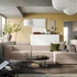 JÄTTEBO 4-seat mod sofa w chaise longue, Right with headrest/Samsala grey-beige - IKEA