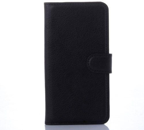Samsung Galaxy S6 Edge G925 Litchi Grain Wallet Leather Cover with Stand - Black