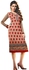 مارفيلا 1015 فستان هندي قصير , أحمر/بيج - مقاس XL