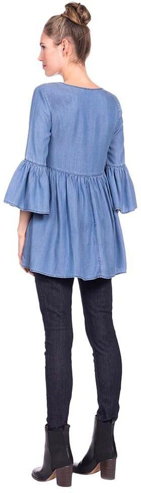 Seraphine Bernadette Chambray Embroidered Top - Denim Blue- Babystore.ae