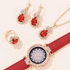 ZAVIFY 5 PCS Set Luxury Watch Women Ring Necklace Earring Rhinestone Fashion Wristwatch Casual Ladies Watches Set Clock