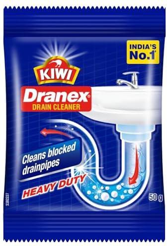 Kiwi Mr. Muscle Kiwi Dranex Drain Cleaner Powder, 50g | Removes Clogs, Blockages in Washbasin, Septic Tank, Sinks, Pipes in Just 30 Minutes