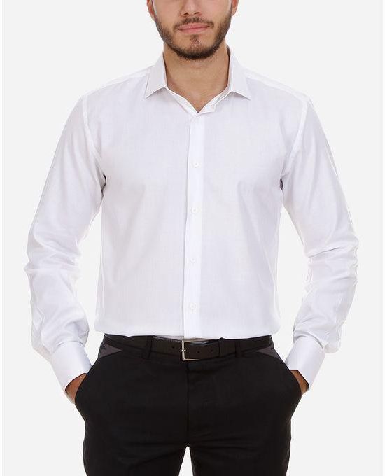 Enzo Double Cuffs Solid Shirt - White